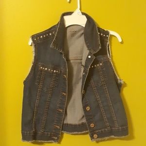 Jordache Dark Jean Vest w/ Studded Detail